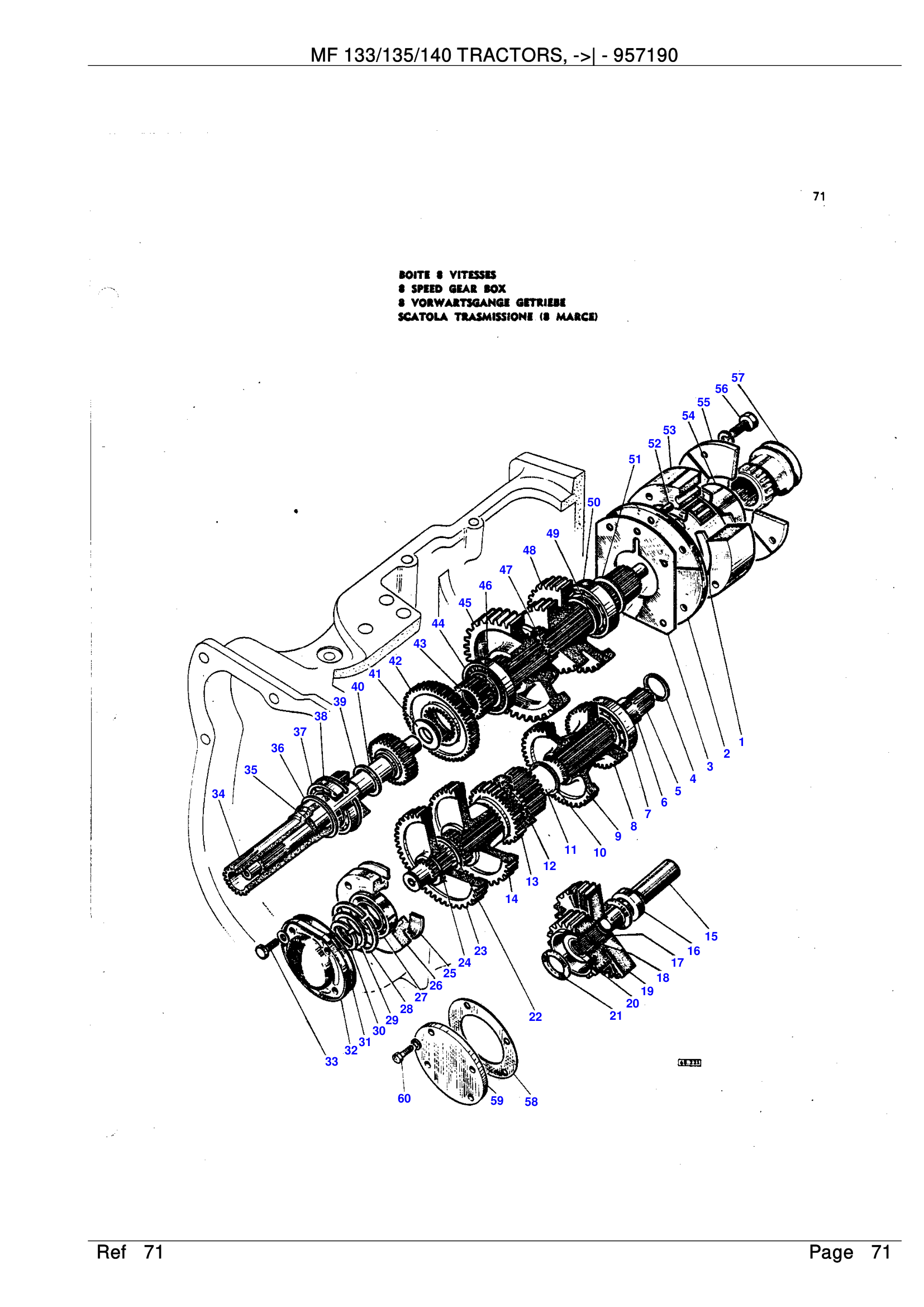 MF 135 8-speed transmission exploded parts diagram